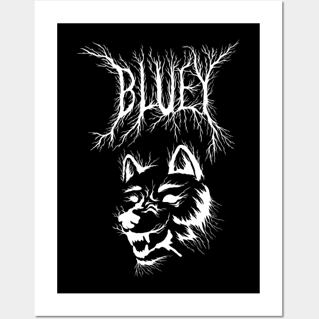 Bluey - Black Metal T-shirt Wall Art by bangart